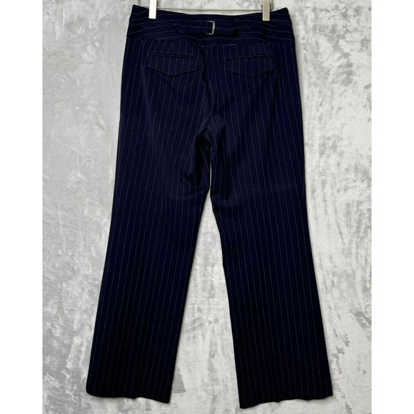 Express Editor Crop Womens 6 Black Pinstripe Wide Leg Crop Mid Rise Stretch Work - Picture 2 of 12